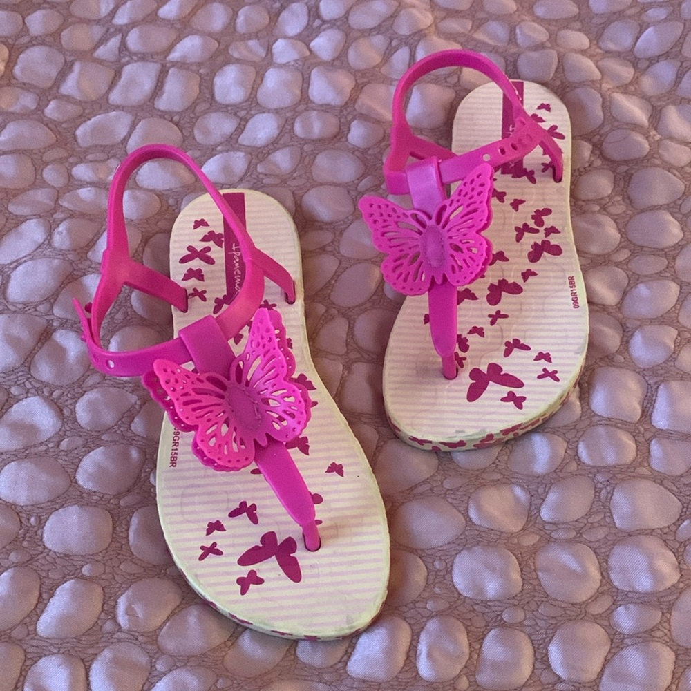Ipanema Bright Pink Butterfly Toddler Sandals